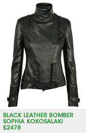 black leather bomber