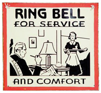 Just ring - metal sign available from vintagevending.com