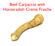 Beef Cappaccio with horseradish creme fraiche