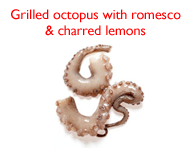 Grilled octopus with romesco & charred lemons