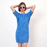 Organic Onagono cotton pleat front dress in blue, lime green or black &pound;43