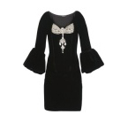 Jewel-embellished Velvet Dress