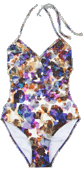 'Confetti Heart' Print V-neck Swimsuit