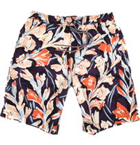 Orange Floral Long Classic Swim Shorts