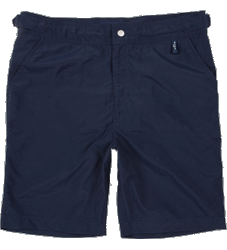 Navy Long Slim Swim Shorts