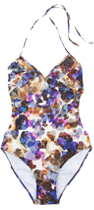 'Confetti Heart' Print V-neck Swimsuit