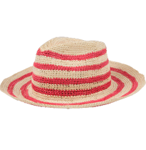 Red Crocheted Fedora Straw Hat