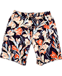Orange Floral Long Classic Swim Shorts